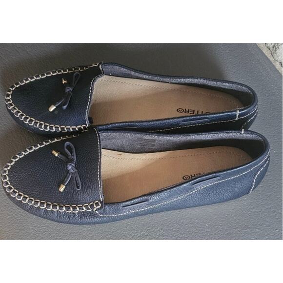 Bottero Leather Moccasin in Navy Blue. Made in Brazil, , Size 10 US, New - Picture 2 of 9